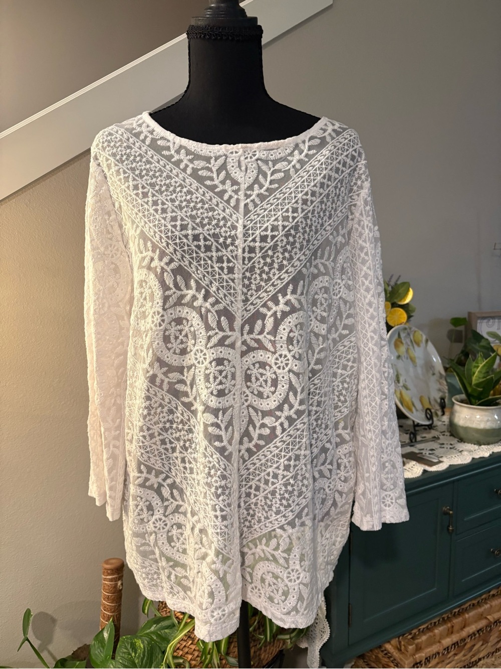 Rafaella White Lace Boho Tunic Top